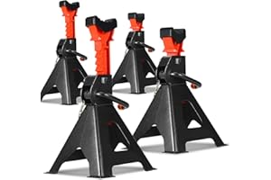 Izrielar Cavalletti di Supporto, 4 Pezzi, per cric, Modello 6T, Supporto per roulotte, Altezza di Sollevamento 285 – 430 mm, Regolabile in Altezza (con Fusibile e Gomma)