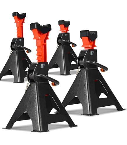 NAIZY Cavalletto Parcheggio Cavalletti Veicoli Supporti Regolabili Altezza 28-43 Cm Accessori Roulotte Fino A 1000 Kg Portata Per Auto, Caravan, Camper, Rimorchi, 4 Pezzi - copertina