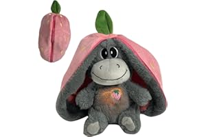 Generisch Atmendes Stofftier Schlummer Esel, Erdbeeresel Plüschtiere, Schlafendes Stofftier, Mit Atembewegung Und Musik, Einschlafhilfe Babys Kuscheltier Kinder Spielzeug