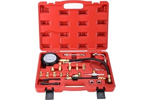 FreeTec Manometre Pression Essence, 140 psi 10 Bar Testeur Pression Carburant, Kit de Jauge Pression Essence Moteur Test Pression d'Injection de Carburant avec Adaptateur pour Voiture