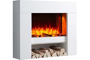 ‎BALDERIA BALDERIA Elektrokamin Naran | Elektrischer Standkamin mit 3D-Flammeneffekt | Elektro Heizung 2000W, LED-Beleuchtung | Kamin mit Fernbedienung, Timer, Startsteuerung & Thermostat | Weiß