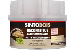 SINTO Reconstitue Bois Angles & Gros Tous Sapin - 500 ml - Idéal pour Reconstituer, Réparer et Reboucher une Partie Manquante sur du Bois - Séchage en 20 minutes - Excellente Adhérence