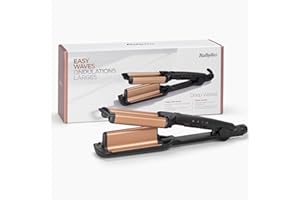 ‎BABYLISS BaByliss Deep Waves Hair Waver – ceramiczna powłoka, 3 ustawienia temperatury (160°C-200°C), bez elektryzowania się Mermaid & Beach Waves, szybkie nagrzewanie – czarno-złota, W2447E
