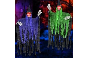 CHAOHUA Halloween Deko 2 pcs, Halloween Deko Outdoor Horror Hägende Ghost 105 x 85 cm,Halloween Dekoration Grim Reaper Skeleton Door Curtain, Halloween Ghost Hägende Geister für Halloween Deko Party Garten