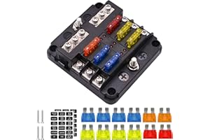 TAWVEML 6 Way Blade Fuse Box, 12V/24V Circuit Fuse Holder Box Block with Negative Bus, Car Standard Blade with LED Indicator for Automotive Car Boat Marine Truck