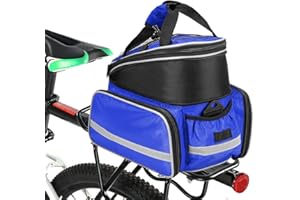 HINATAA, borsa posteriore per bicicletta, 10 – 25 l, scalabile, impermeabile, per sedile posteriore della bicicletta, con tracolla, per bici da strada, MTB, viaggi e picnic (Blu)