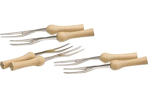 KitchenCraft Majsspett, Rostfritt Stål, Trähandtag, 9,5 cm, 6-pack, KCCORNCOB