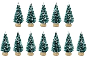 Ardorman 12 Stück Weihnachtsbaum Künstlich Klein Sisal Schnee Kiefern Bäume, Mini Desktop Weihnachtsbaum Deko Kleine Tannenbaum Christbaum - Mehrere Farben Erhältlich