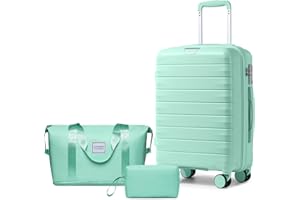 LARVENDER Luggage Sets 3 Piece 24inch with Duffel Bag Hardside PP carry on suitcase with 360° Spinner Wheels TSA Lock for Men Women, Blue