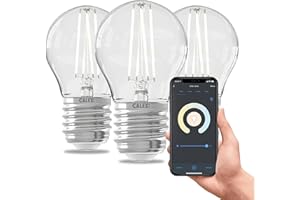 CALEX Ampoule Filament Transparente P45 E27 CCT WiFi, 4,9W 470lm, Alexa/Google/Siri, Blancs 1800-3000K, dimmable, scénarios, sans pont, WiFi 2.4GHz (3)