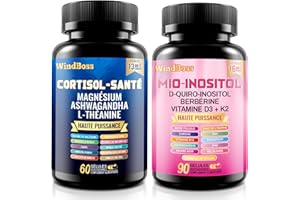 WindBoss 60 + 90 capsules Ensemble de capsules Myo-inositol et de cortisol, naturel, sans additifs et végétalien