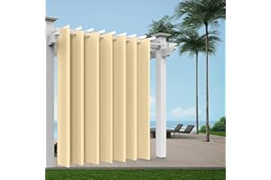 Comlax Outdoor Vorhänge mit Ösen Wasserdicht, 254x215cm Extra Breit Beige Outdoor Vorhang Pavillon Sichtschutz Schutz Für Veranda/Pergola/Garten/Schiebetür/Pavillon, 1 Stück