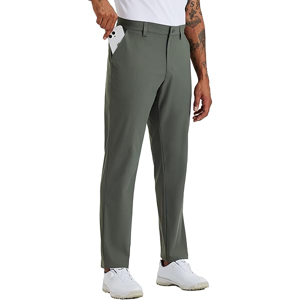 Willit Heren golfbroek stretch pantalon slim fit sneldrogende casual werkbroek met zakken 30/32, Diep grijs, 32W / 30L