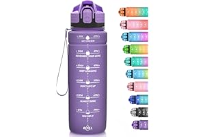 Niggeey Borraccia Sportiva Da 1 Litro/700ml/500ml, Bottiglia Sportiva con Indicatore del Tempo e Scala, 1 clic Aperto, Adatto per Palestra, Yoga, Corsa, Bicicletta, Campeggio e Vita Familiare