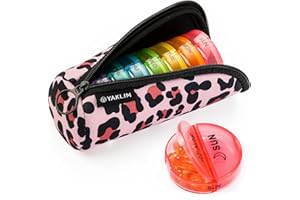 YAKLIM Tygodniowy organizer na tabletki 2 razy dziennie, 7 dni po południu z zamkiem błyskawicznym, neoprenowe etui na podróż, okrągły organizer na leki, na dzień i noc, na suplement witaminy, oleje rybne,