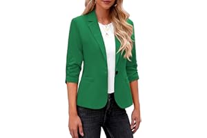 Roskiky Blazer Mujer Elegante Chaqueta Dressy Manga 3/4 Blazer Negocios Casual Trajes para el Trabajo