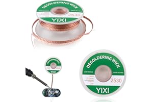 SUGHAW 2 Pezzi Trecce e Stoppini Dissaldanti, Filo Dissaldante in Rame Puro 2.5mm x 3m Treccia Solder Stoppino di Dissaldatura di Strumento Rimozione Saldatura per Saldare Dissaldare Dispositivi