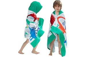 BANGSAUR Kinder-Badetuch mit Kapuze, 100% Baumwolle, 127x 76cm Wickel, Kinder, Kleinkinder, Mädchen, Jungen, 3–12 Jahre (Dinosaurier N)