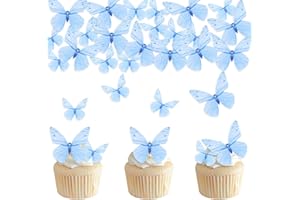 DazzJoy 72 Stück Schmetterlinge Tortendeko Essbar,Blau Cake Topper Schmetterling,Schmetterling Essbare Tortendeko Blau,Esspapier Tortendeko Geburtstag,Essbare Schmetterlinge für Torte Hochzeit