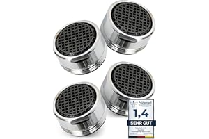 M. ROSENFELD HOME 4 unidades de gran ahorro de agua M24 flujo de agua 5 l/min – colador de alta tecnología antical con filtro esférico – Aireador de latón cromado – Accesorio de aireador para grifos