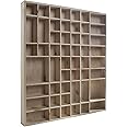 Large Wooden Wall Display Cabinet Trinket Display Shelf | 51 Compartments | 52 x 46 x 5 cm | Wall Hanging Unit Souvenir Organiser | Unpainted & Untreated Decorative Wood