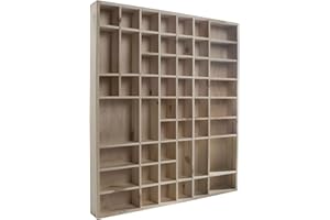WooDeeDoo Large Wooden Trinket Display Shelf with 51 Compartments – Unfinished Wall Cabinet for Crafts or Collectables – Decorative Storage Unit for DIY Décor – 52 x 46 x 5 cm