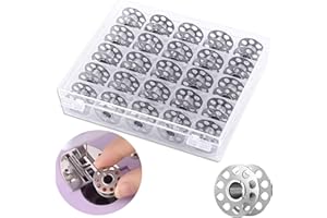 SVUPUE Sewing Machine Bobbins, 25 Pieces Machine Bobbins, Bobbins for Sewing Machine, Metal Universal Bobbins Spool with Storage Case, Empty Metal Bobbins Spool Sewing Spools, for Domestic Sewing Machine