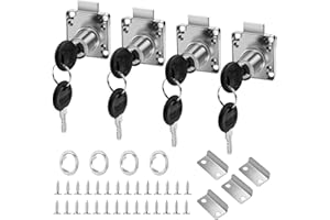 VFANDV 4 Stück Möbelschloss, 22mm Sicherheits Schrankschloss mit Schlüssel Spindschloss Schubladen Schloss Aufschraubschloss Schubladenschloss für Briefkasten Schublade Haushalt Büro