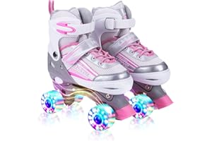 Kuxuan Saya Roller Skates Adjustable for Kids,with All Wheels Light up,Fun Illuminating for Girls and Ladies