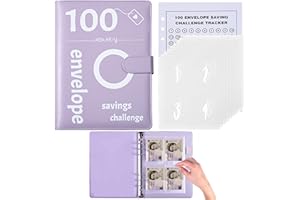 OOTTOK 100 Envelopes Saving Challenge UK - Money Saving Book as Cash Stuffing, Money Saving Challenge,Savings Binder, Money Saving Envelope for Laminated Budgeting Planning Tracker (Purple)
