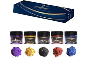 AArtsZ Mica Powder, polvere metallizzata, 5x20 g, polvere di Mica, polvere epossidica, pigmenti coloranti, polvere pigmentata per fai da te, cosmetici di qualità, sapone, muco, smalto