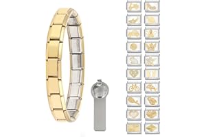 Paffartt Italian Charms Bracelet Sets for Man Woman Removable Classic Stainless Steel 9mm Module Links with Opening Tools Hand Painted for DIY Fashionable Jewelry Gifts