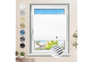 ‎SANFREE Plissee ohne Bohren Verdunkelung Klemmfix Weiß 35x100cm Thermo Plissees 100% Verdunklung Rollos für Fenster & Tür Verdunklungsplissee ohne Bohren Sichtschutz und Sonnenschutz