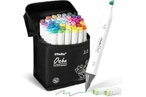 Ohuhu Alcohol Markers 40 Colors Chisel & Fine & for Adult Coloring Drawing | Oahu Series AP Certified Art Marker Set, Dual Tips Alcohol-based for Artists Beginners Drawing Illustration Sketching