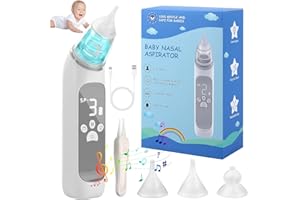 DEYIKEJI Aspiratore nasale per bambino, aspiratore nasale elettrico per bambini, livello di aspirazione regolabile, funzione musica e lenitiva (MM)