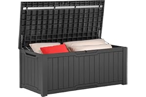 YITAHOME Arcón de ordenación exterior de 450L, gran almacenamiento de resina Caja de almacenaje de jardín para cojines de exterior, material de piscina