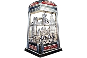 MY LONDON SOUVENIRS Londres dans Une Cabine Téléphonique Aimant de Réfrigérateur - Métal/Couleurs Argent et Rouge/Tower Bridge/Big Ben/St. Paul's Cathedral/Double Decker Bus/Gardes Royaux/British UK Souvenir