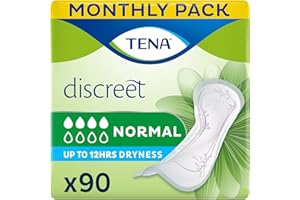 TENA Lady Normal Towels for light to moderate Bladder Weakness -Monthly Pack of Incontinence Pads for women, Pack Of 90, Packaging May Vary