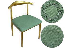 HuaLiSiJi Coprisedile per Sedia Coprisgabello Rotondo Copri Sgabello, Tessuto di Lusso Diametro 30-40cm, Elastico Antirughe Lavabile e Antipolvere (Verde, 1)