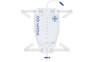 AIESI® Bolsas de orina de piernas reutilizable capacidad de 750 ml tubo de 30 cm con grifo de descarga cruzado (T) y válvula antirreflujo HOSPI-GO (Paquete de 10 piezas), Espalda en TNT transpirable