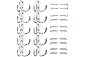 Mokife Gancho Perchero Rustico, 10 Piezas Pequeños Retro Ganchos Percheros de Pared Doble para Puertas Abrigos Toallas Tazas Llaves Cortinas, Plata