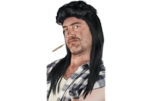 BALINCO Peluca Mullet Peluca Mullet Pimp Mullet Rubio Morena Gris Negro (Negro)