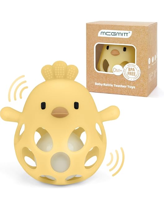 Juguete Montessori De Pelota Sonajero Para Bebés De 0-3-6-12 Meses – Mordedor Y Sensorial De Silicona Verde Con Forma De Búho – Regalo Educativo