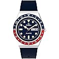 Timex Men's Q 38 mm Watch - Blue Synthetic Two- Piece Blue Dial Stainless Steel Case TW2V32100