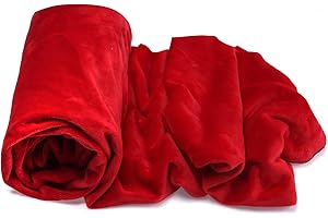 ORIENT FASHION Tejido Minky Patrón liso 50x160 cm (Rojo)