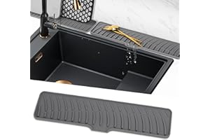 Volminex Alfombrilla para Fregadero Silicona, Alfombrilla de Grifo Estrecha, Antideslizante Protector Fregadero, Alfombrillas Escurreplatos para Proteger Encimera de Cocina y Baño (Gris, 42 cm)