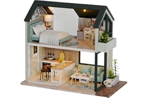CUTEROOM Kit de casa de muñecas en Miniatura de Bricolaje Kit de Muebles y casa de muñecas de Madera Hechas a Mano Escala 1:24 Juguetes creativos de casa de muñecas Modelo de apartamento nórdico