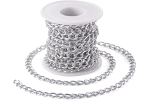 Craftdady 16.4 Feet Aluminium Curb Chains Silver Unwelded Twist Link with Spool 10x6.5x1.8mm for Necklace Jewelry Making