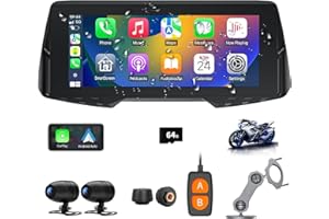 Spedal CL876 Moto CarPlay avec Dash Cam Avant et Arrière, éCran sans Fil Apple CarPlay ＆ Android Auto de 6,86 Pouces, Double Caméra 1080P, TPMS, Siri & Google Voice Control (Carte TF 64G Incluse)