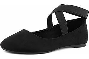 MaxMuxun Womens Ballerina Ankle Elastic Crossing Strap Round Toe Comfy Pump Shoes